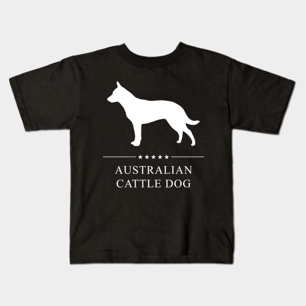 Australian Cattle Dog White Silhouette Kids T-Shirt by millersye